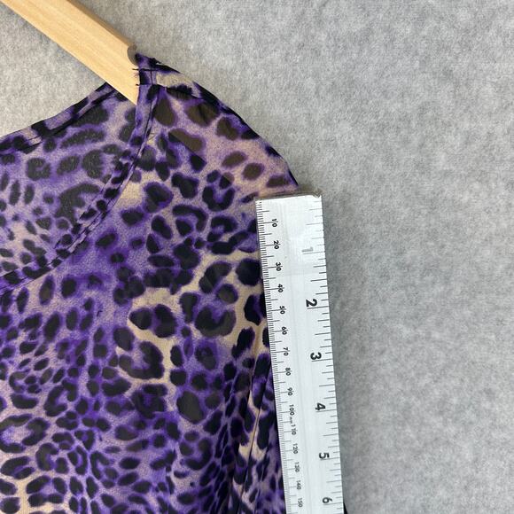 Kate & Mallory Designs Top Womens Size Small Purple Leopard Animal Print Sheer - Picture 11 of 12